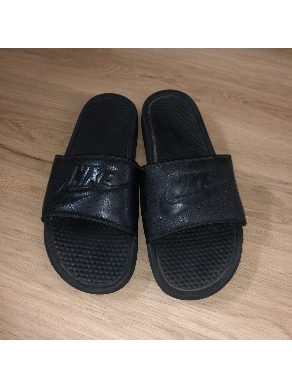 NIKE BENASSI JDI TRIPLE BLACK COMFORT SANDALS SLIDES MENS SIZE 12
